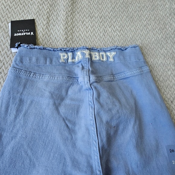 Playboy by PacSun Jeans Womens Size 26 High Rise Ruched Flare Blue NWT - Picture 2 of 7